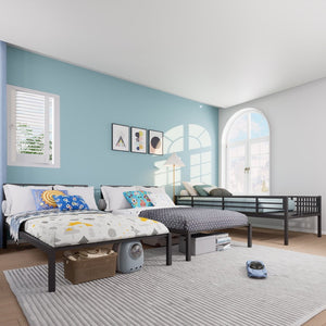English Elm Triple Bunk Bed Kids Powder Coated Steel Frame Separates Into Three Twin Sleepers W3752S00011