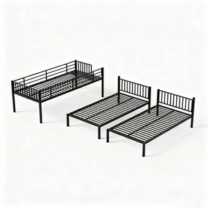 English Elm Triple Bunk Bed Kids Powder Coated Steel Frame Separates Into Three Twin Sleepers W3752S00011