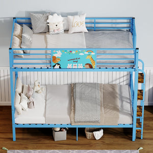 English Elm Twin Over Metal Bunk Bed with Safety Rails Ladder and Slats for Kids Shared Rooms W3752S00024