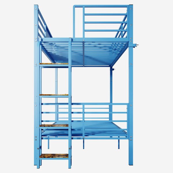 English Elm Twin Over Metal Bunk Bed with Safety Rails Ladder and Slats for Kids Shared Rooms W3752S00024