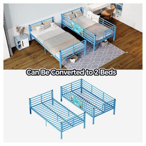 English Elm Twin Over Metal Bunk Bed with Safety Rails Ladder and Slats for Kids Shared Rooms W3752S00024