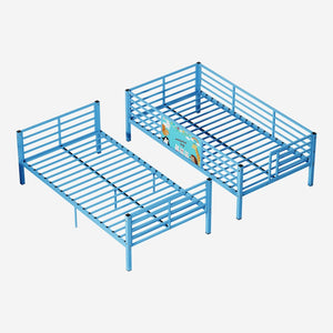 English Elm Twin Over Metal Bunk Bed with Safety Rails Ladder and Slats for Kids Shared Rooms W3752S00024