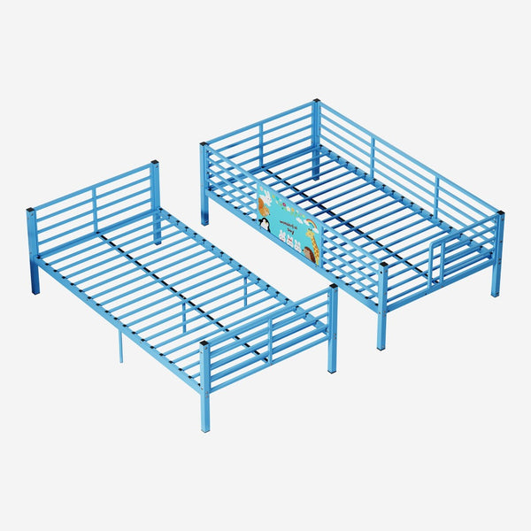 English Elm Twin Over Metal Bunk Bed with Safety Rails Ladder and Slats for Kids Shared Rooms W3752S00024