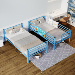 English Elm Twin Over Metal Bunk Bed with Safety Rails Ladder and Slats for Kids Shared Rooms W3752S00024