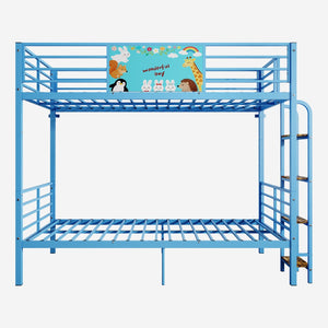 English Elm Twin Over Metal Bunk Bed with Safety Rails Ladder and Slats for Kids Shared Rooms W3752S00024