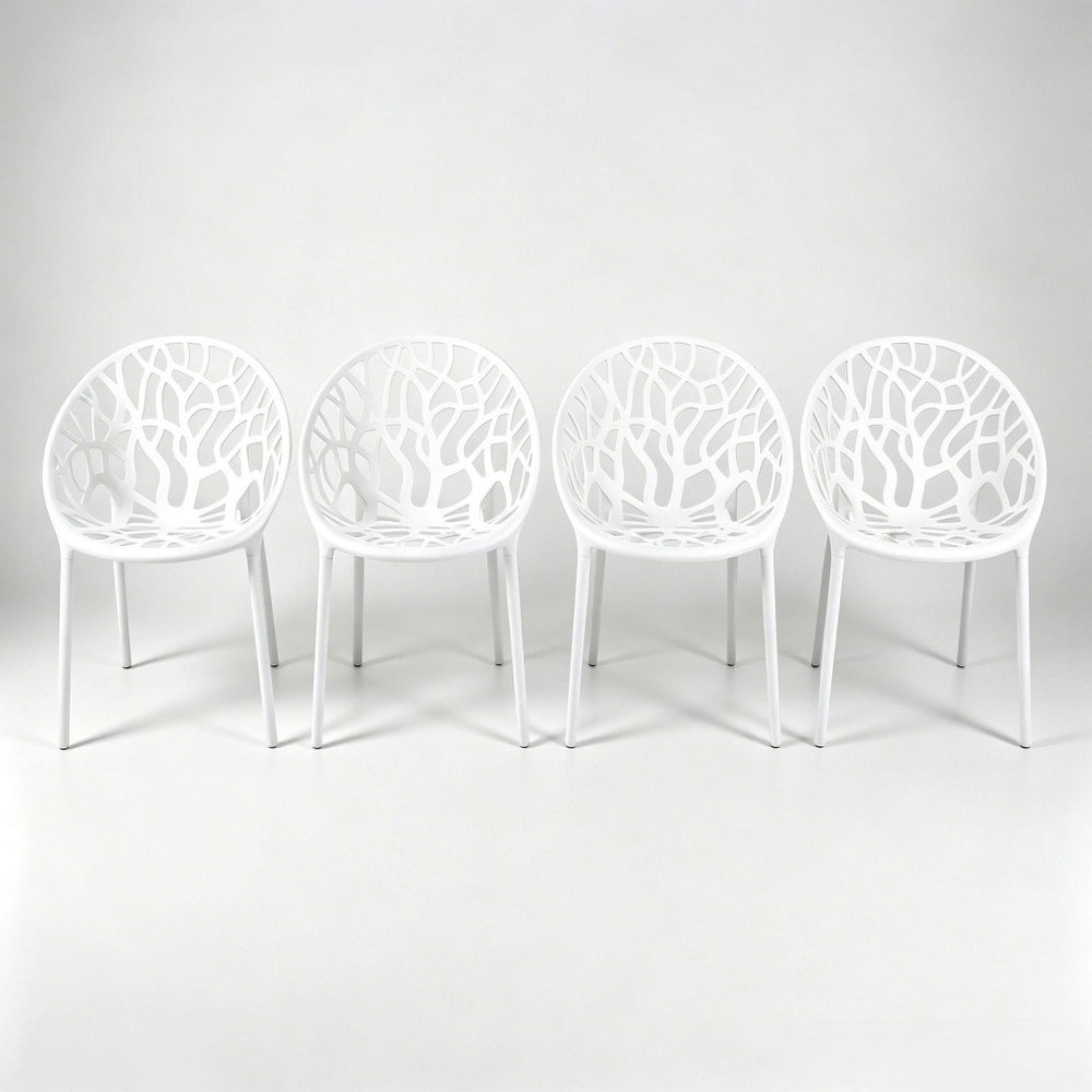 English Elm Plastic Clear Polycarbonate Shell Dining Chair Set of Four with Metal Legs Modern White W3766P509891