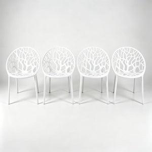English Elm Plastic Clear Polycarbonate Shell Dining Chair Set of Four with Metal Legs Modern White W3766P509891