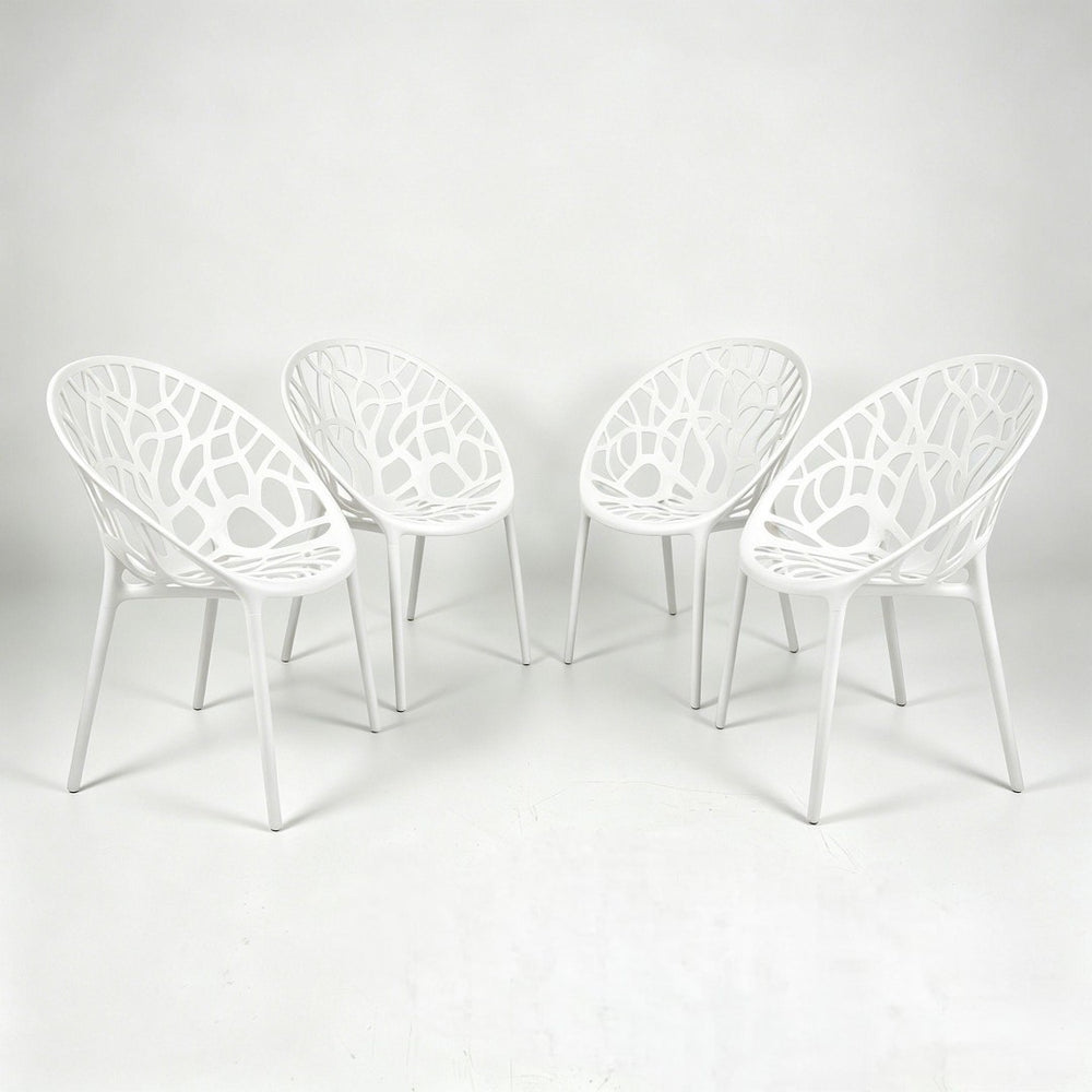 English Elm Plastic Clear Polycarbonate Shell Dining Chair Set of Four with Metal Legs Modern White W3766P509891