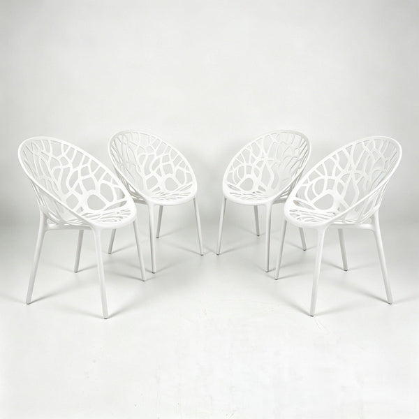 English Elm Plastic Clear Polycarbonate Shell Dining Chair Set of Four with Metal Legs Modern White W3766P509891