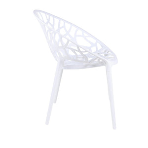 English Elm Plastic Clear Polycarbonate Shell Dining Chair Set of Four with Metal Legs Modern White W3766P509891