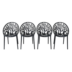 English Elm Plastic Clear Polycarbonate Shell Dining Chair Set of Four with Metal Legs Modern Black W3766P509893