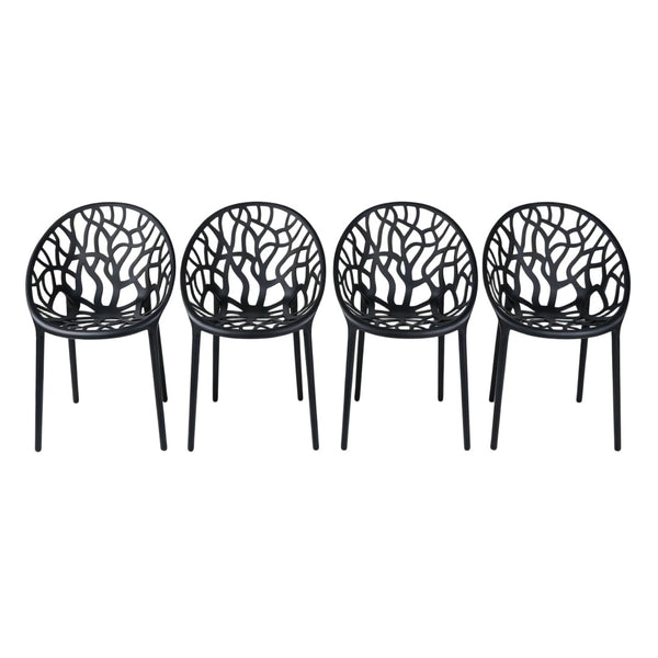 English Elm Plastic Clear Polycarbonate Shell Dining Chair Set of Four with Metal Legs Modern Black W3766P509893