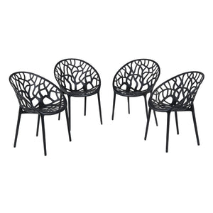 English Elm Plastic Clear Polycarbonate Shell Dining Chair Set of Four with Metal Legs Modern Black W3766P509893