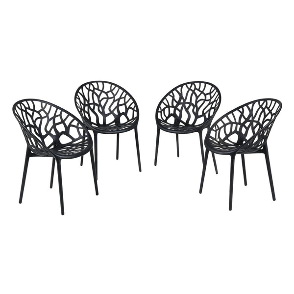 English Elm Plastic Clear Polycarbonate Shell Dining Chair Set of Four with Metal Legs Modern Black W3766P509893