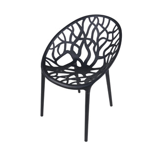 English Elm Plastic Clear Polycarbonate Shell Dining Chair Set of Four with Metal Legs Modern Black W3766P509893