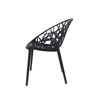 English Elm Plastic Clear Polycarbonate Shell Dining Chair Set of Four with Metal Legs Modern Black W3766P509893