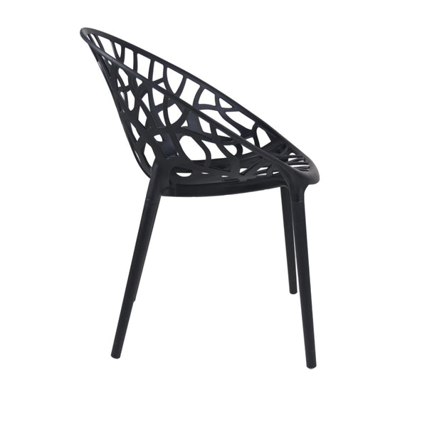 English Elm Plastic Clear Polycarbonate Shell Dining Chair Set of Four with Metal Legs Modern Black W3766P509893
