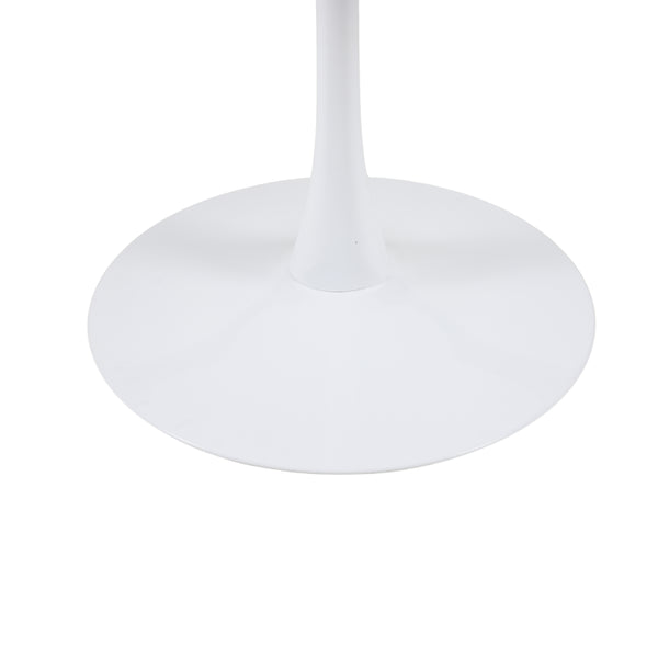 English Elm White Square Pedestal Dining Table Tulip Base Matte MDF Top Seats Three W3766P540516