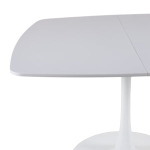 English Elm White Square Pedestal Dining Table Tulip Base Matte MDF Top Seats Three W3766P540516