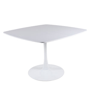 English Elm White Square Pedestal Dining Table Tulip Base Matte MDF Top Seats Three W3766P540516