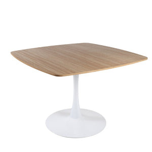 English Elm Oak Tone Square Pedestal Dining Table Tulip Metal Base Seats Three Compact Spaces W3766P540537