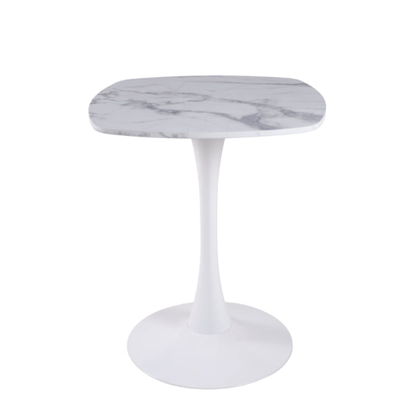 English Elm 23.62 Inch Round Marble Look Pedestal Dining Table for Modern Compact Living Spaces White Marble W3766P541238