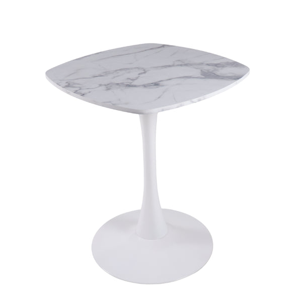 English Elm 23.62 Inch Round Marble Look Pedestal Dining Table for Modern Compact Living Spaces White Marble W3766P541238