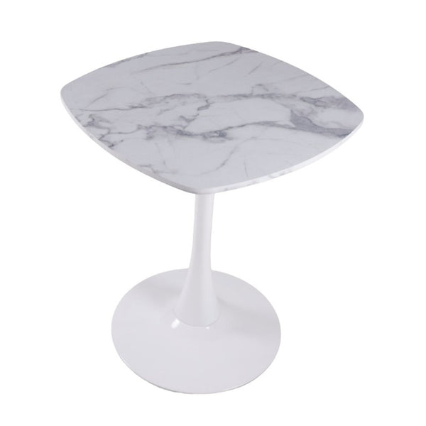 English Elm 23.62 Inch Round Marble Look Pedestal Dining Table for Modern Compact Living Spaces White Marble W3766P541238