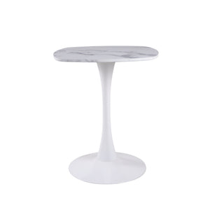 English Elm 23.62 Inch Round Marble Look Pedestal Dining Table for Modern Compact Living Spaces White Marble W3766P541238