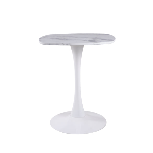 English Elm 23.62 Inch Round Marble Look Pedestal Dining Table for Modern Compact Living Spaces White Marble W3766P541238