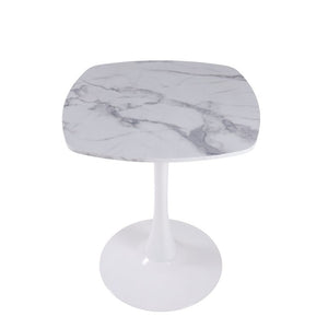 English Elm 23.62 Inch Round Marble Look Pedestal Dining Table for Modern Compact Living Spaces White Marble W3766P541238