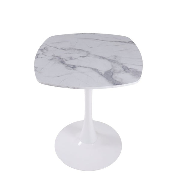 English Elm 23.62 Inch Round Marble Look Pedestal Dining Table for Modern Compact Living Spaces White Marble W3766P541238