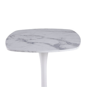 English Elm 23.62 Inch Round Marble Look Pedestal Dining Table for Modern Compact Living Spaces White Marble W3766P541238