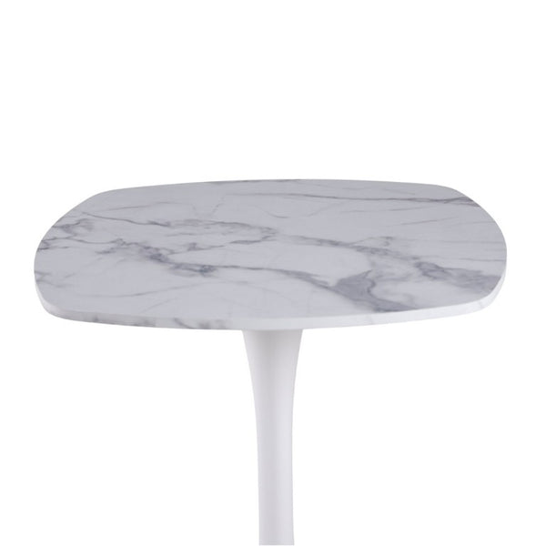 English Elm 23.62 Inch Round Marble Look Pedestal Dining Table for Modern Compact Living Spaces White Marble W3766P541238