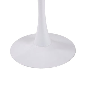 English Elm 23.62 Inch Round Marble Look Pedestal Dining Table for Modern Compact Living Spaces White Marble W3766P541238