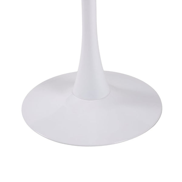 English Elm 23.62 Inch Round Marble Look Pedestal Dining Table for Modern Compact Living Spaces White Marble W3766P541238