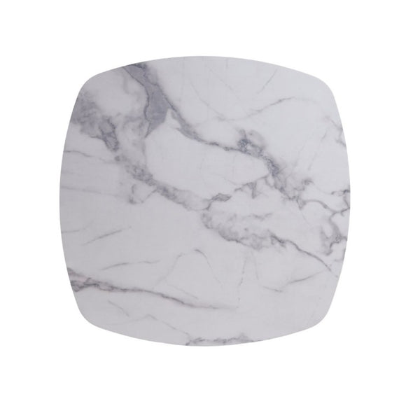 English Elm 23.62 Inch Round Marble Look Pedestal Dining Table for Modern Compact Living Spaces White Marble W3766P541238