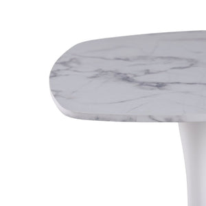English Elm 23.62 Inch Round Marble Look Pedestal Dining Table for Modern Compact Living Spaces White Marble W3766P541238