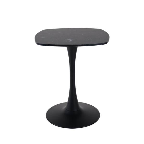English Elm 23.62 Inch Round Marble Look Pedestal Dining Table for Modern Compact Living Spaces Black W3766P541241