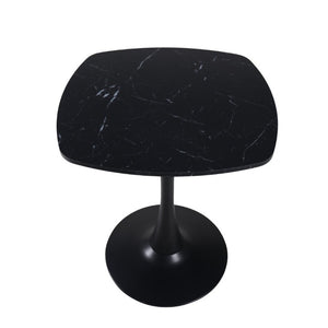 English Elm 23.62 Inch Round Marble Look Pedestal Dining Table for Modern Compact Living Spaces Black W3766P541241