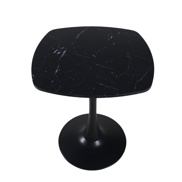 English Elm 23.62 Inch Round Marble Look Pedestal Dining Table for Modern Compact Living Spaces Black W3766P541241