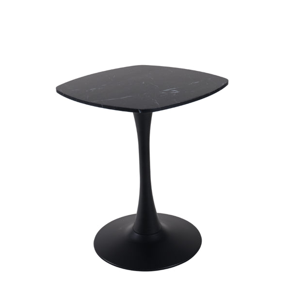 English Elm 23.62 Inch Round Marble Look Pedestal Dining Table for Modern Compact Living Spaces Black W3766P541241