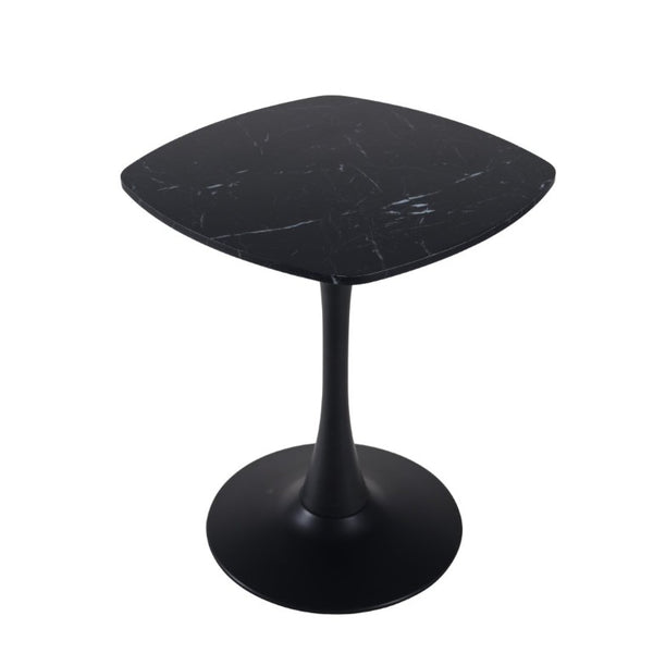 English Elm 23.62 Inch Round Marble Look Pedestal Dining Table for Modern Compact Living Spaces Black W3766P541241