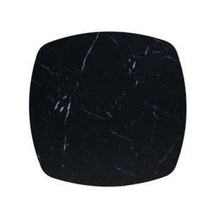English Elm 23.62 Inch Round Marble Look Pedestal Dining Table for Modern Compact Living Spaces Black W3766P541241