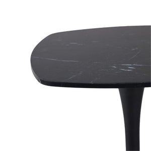 English Elm 23.62 Inch Round Marble Look Pedestal Dining Table for Modern Compact Living Spaces Black W3766P541241