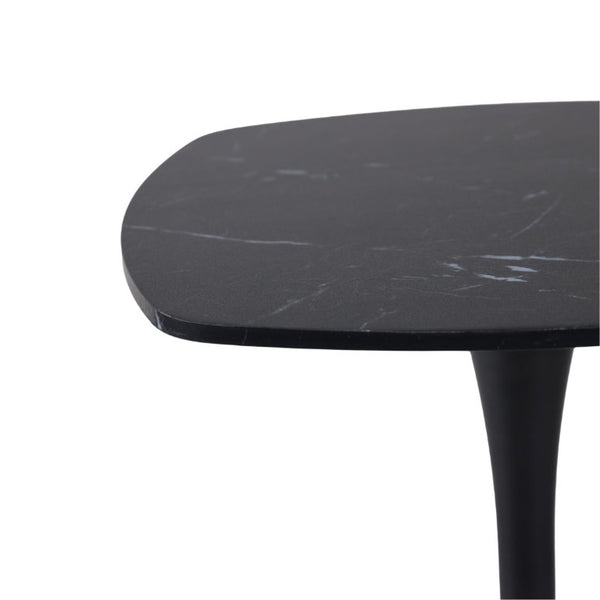 English Elm 23.62 Inch Round Marble Look Pedestal Dining Table for Modern Compact Living Spaces Black W3766P541241