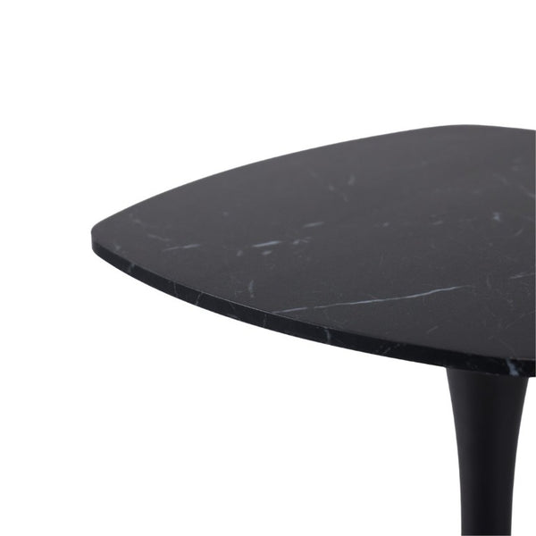 English Elm 23.62 Inch Round Marble Look Pedestal Dining Table for Modern Compact Living Spaces Black W3766P541241