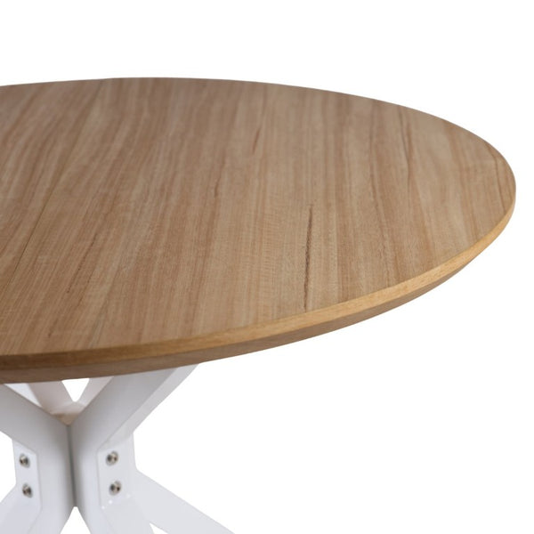 English Elm 42.1White Tulip Pedestal Round Dining Table Mid-Century MDF Top Seats Four to Six White + Light Oak W3766P556093