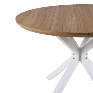 English Elm 42.1White Tulip Pedestal Round Dining Table Mid-Century MDF Top Seats Four to Six White + Light Oak W3766P556093
