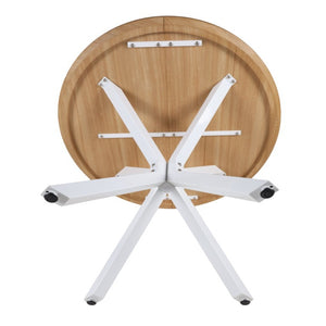 English Elm 42.1White Tulip Pedestal Round Dining Table Mid-Century MDF Top Seats Four to Six White + Light Oak W3766P556093